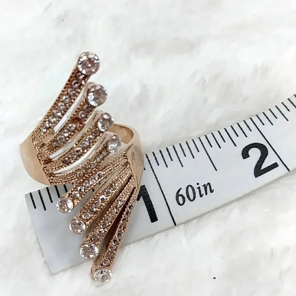 Cocktail Ring Rose Gold Tone Stainless Steel Statement Ring Hypoallergenic - Picture 5 of 10
